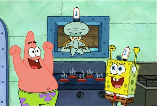 Spongebob And Patrick. through SpongeBob's pores